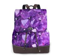 Sac à dos imperméable et léger en cuir PU pour femme avec impression diamant rose et strass, Noir , Taille unique