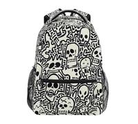 Sac à dos imperméable pour ordinateur portable avec motif tête de mort mignonne, idéal pour les voyages, les études et les loisirs. Léger et robuste, il convient aussi bien aux hommes qu'aux femmes.