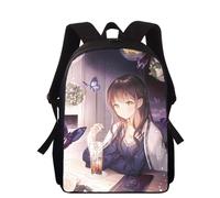 Sac à dos imprimé 3D pour enfants, motif panier de fruits animé, 40 cm, pour l'école primaire, pour garçons et filles Noir