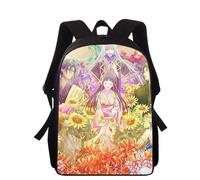 Sac à dos imprimé 3D pour enfants, motif panier de fruits animé, 40 cm, pour l'école primaire, pour garçons et filles Noir
