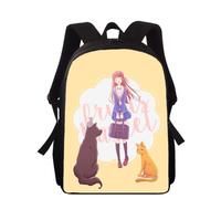 Sac à dos imprimé 3D pour enfants, motif panier de fruits animé, 40 cm, pour l'école primaire, pour garçons et filles Noir