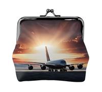 Sac à dos imprimé avion porte-monnaie pour homme et femme en cuir avec serrure à baiser petite pochette porte-monnaie