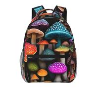 Sac à dos imprimé champignon pour enfants filles cartable avec bandoulière réglable décontracté sac à bandoulière pour ordinateur portable, Noir , Taille unique