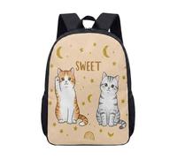 Sac à dos imprimé chaton orange 43,2 cm mignon dessin animé chat cartable école sac d'école pour enfants, adolescents, filles, garçons, oreilles d'ours à capuche, bleu, 04, L, Minimaliste