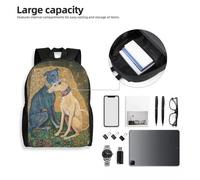 Sac à dos imprimé chien lévrier Gustav Klimt pour femmes et hommes, imperméable, idéal pour l'école, le collège, le Whippet ou le Sihthound Noir