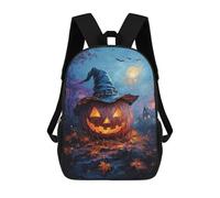 Sac À Dos Imprimé En 3D Halloween Jack-o'-Lantern with Witch Hat Sacs D'école Pour Enfants, Sacs À Dos Grande Capacité Pour Les Voyages, Sacs À Livres Tendance, Sac À Dos Garçon Fille 17inch