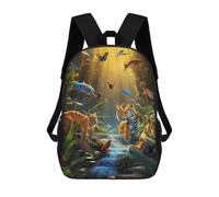 Sac À Dos Imprimé En 3D Jungle Majesty Tigers Amidst Nature's Splendor Sacs D'école Pour Enfants, Sacs À Dos Grande Capacité Pour Les Voyages, Sacs À Livres Tendance, Sac À Dos Garçon Fille 17inch