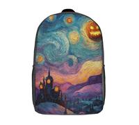 Sac à dos imprimé en 3D, motif château d'Halloween et ciel nocturne, pour enfant, imperméable, tendance et décontracté, 43 cm (17 pouces), idéal pour les petites filles et les petits garçons.