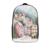 Sac à dos imprimé en 3D, motif village d'hiver, cartable pour enfants, sac à livres, sac de voyage, sac à dos léger pour garçons et filles, idéal pour les collégiens et collégiens (17 pouces).