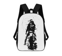 Sac À Dos Imprimé En 3D Motorcycle Rider Black And White Art Sacs D'école Pour Enfants, Sacs À Livres, Sac À Dos De Voyage Léger, Sac D'école Pour Garçons Et Filles, Élèves Du Collège 17inch