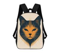 Sac À Dos Imprimé En 3D Pour Enfants Abstract Cat Vector Portrait in Bold Orange Tones, Sac À Dos Tendance Pour L'école, Les Voyages Et Les Loisirs, Grand Sac À Dos Pour Garçons Et Filles 17inch