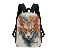 Sac À Dos Imprimé En 3D Pour Enfants Abstract Fox Portrait with Watercolor Effect, Sac À Dos Tendance Pour L'école, Les Voyages Et Les Loisirs, Grand Sac À Dos Pour Garçons Et Filles 17inch