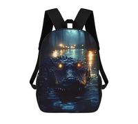 Sac À Dos Imprimé En 3D Pour Enfants Alligator in Swamp with Glowing Eyes, Sac À Dos Tendance Pour L'école, Les Voyages Et Les Loisirs 17inch, Grand Sac À Dos De Jour Pour Garçons Et Filles