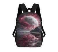 Sac À Dos Imprimé En 3D Pour Enfants Blood Moon Reflections Surreal Landscape, Sac À Dos Tendance Pour L'école, Les Voyages Et Les Loisirs 17inch, Grand Sac À Dos De Jour Pour Garçons Et Filles