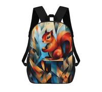 Sac À Dos Imprimé En 3D Pour Enfants Contemporary Cubist Take on Dürers Squirrel Study - Modern Wildlife Wall Art Sac À Dos Scolaire Grande Capacité Pour Les Voyages, Idéal Pour Les Garçons Du Primair