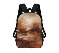 Sac À Dos Imprimé En 3D Pour Enfants Earthbound Horizons - Abstract Expressionist Landscape in Warm Brown And Beige, Sac À Dos Tendance Pour L'école, Les Voyages Et Les Loisirs, Grand Sac À Dos Pour G