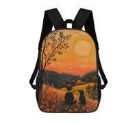 Sac À Dos Imprimé En 3D Pour Enfants Golden Sunset Companions - Naïf Rural Serenity Art Sac À Dos Scolaire Grande Capacité Pour Les Voyages, Idéal Pour Les Garçons Du Primaire Et Du Collège 17inch