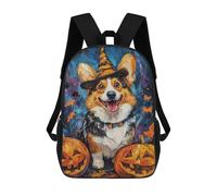 Sac À Dos Imprimé En 3D Pour Enfants Halloween Corgi with Jack-o'-lanterns, Sac À Dos Tendance Pour L'école, Les Voyages Et Les Loisirs 17inch, Grand Sac À Dos De Jour Pour Garçons Et Filles