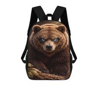 Sac À Dos Imprimé En 3D Pour Enfants Intense Brown Bear with Glowing Eyes, Sac À Dos Tendance Pour L'école, Les Voyages Et Les Loisirs 17inch, Grand Sac À Dos De Jour Pour Garçons Et Filles