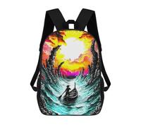 Sac À Dos Imprimé En 3D Pour Enfants Lone Voyager - Surreal Stormy Sea Fantasy Art, Sac À Dos Tendance Pour L'école, Les Voyages Et Les Loisirs, Grand Sac À Dos Pour Garçons Et Filles 17inch