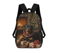 Sac À Dos Imprimé En 3D Pour Enfants Rottweiler Christmas Portrait Christmas Tree Dog Print Sac À Dos Scolaire Grande Capacité Pour Les Voyages, Idéal Pour Les Garçons Du Primaire Et Du Collège 17inc