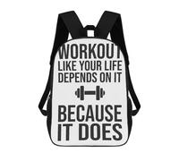 Sac À Dos Imprimé En 3D Pour Enfants Workout Like Your Life Depends On It, Sac À Dos Tendance Pour L'école, Les Voyages Et Les Loisirs 17inch, Grand Sac À Dos De Jour Pour Garçons Et Filles