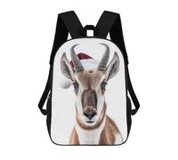 Sac À Dos Imprimé En 3D Pronghorn Antelope with Santa Hat Portrait Sacs D'école Pour Enfants, Sacs À Livres, Sac À Dos De Voyage Léger, Sac D'école Pour Garçons Et Filles, Élèves Du Collège 17inch