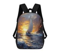 Sac À Dos Imprimé En 3D Sailing at Sunset Impressionist-Inspired Artwork Sacs D'école Pour Enfants, Sacs À Dos Grande Capacité Pour Les Voyages, Sacs À Livres Tendance, Sac À Dos Garçon Fille 17inch