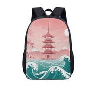 Sac à dos imprimé pagode japonaise Mt Fuji 43,2 cm pour enfants et étudiants, sac à dos paysage printanier pour l'école, les voyages, sac à dos vibrant, 03, L, Minimaliste