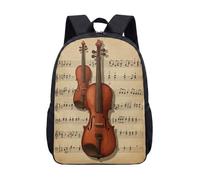 Sac à dos imprimé partitions de violon 43,2 cm vintage instrument classique sac d'école rétro orchestre partitions sac à livres pour adolescents et enfants, 03, L, Minimaliste