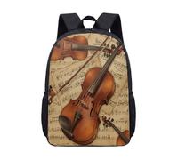 Sac à dos imprimé partitions de violon 43,2 cm vintage instrument classique sac d'école rétro orchestre partitions sac à livres pour adolescents et enfants, 01, L, Minimaliste