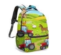 Sac à dos imprimé tracteur vert 42 cm grande capacité cartable pour enfants garçons thème ferme sac à dos graphique vif, 02, L, Décontracté