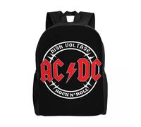 Sac à dos imprimé vintage Rock AC DC pour filles et garçons, groupe de musique heavy metal, sacs de voyage pour l'école, cartable pour ordinateur portable de 15 pouces Noir