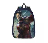 Sac à dos Iron Man à bandoulière réglable, sac de pique-nique de week-end à compartiments multiples, sac à livres Marvel Animation Iron Man Male Lady, cadeau d'anniversaire Noir