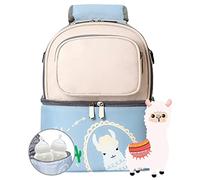Sac à Dos isolé pour Bouteille de Lait, Boîte à Déjeuner, Sac de Transport du Lait Maternel pour Une Fraîcheur Durable, Conservation des Médicaments, Nylon EVA (Beige Bleu Ciel)