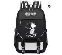 Sac à dos japonais avec porte-clés, port USB de 43,2 cm, sac d'école de dessin animé pour les élèves du primaire et du collège et les fans de jeu, cadeau d'anniversaire pour adolescents., E, 10in