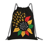 Sac À Dos Juneteenth Sunflower Black History African American Sac De Sport Résistant Sacs À Cordon Pliable Gym Sack pour Voyage Camping Swimming 36X42CM