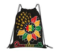 Sac À Dos Juneteenth Sunflower Black History African American Sacs À Cordon Pliable Sac De Sport Réglable Gym Sack pour Voyage Swimming École 36X42CM