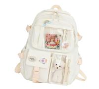 Sac À Dos Kawaii - Cartable Pour Filles | Sac À Dos Kawaii Mignon De Grande Capacité Avec Épingles Et Accessoires Sacs D'école Pour Filles Noir/rose/crème-blanc/vert Avec Épingle Mignonne Et Accessoir