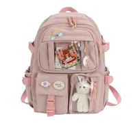 Sac à dos Kawaii - En nylon PVC - 40 x 30 x 11 cm - Sac d'école pour | filles - Grande capacité - Accessoires mignons - Pendentif à épingle - Léger et mignon - Pour l'école, les voyages, le