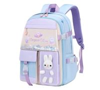 Sac à dos lapin mignon pour filles Sac à dos pour l'école primaire Kawaii préscolaire Sac à dos d'extérieur Bleu