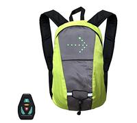 Sac à dos LED rechargeable par USB avec télécommande sans fil, étanche, ultra léger, indicateur de direction pour vélo de nuit, vert, 1, Équipé de bandes réfléchissantes et de lumières LED pour une