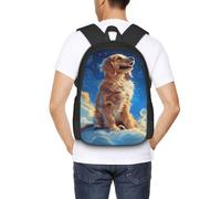 Sac à dos léger 3D pour ordinateur portable, motif Golden Dog Starlight Sky, grand sac de sport, durable, 17 pouces, pour le quotidien