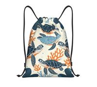 Sac à dos léger à cordon coulissant en forme de tortue, couleur corail, idéal pour le sport, la gym, le fitness, le yoga, les voyages, le football et le volley-ball. Bretelles réglables. Petit forma