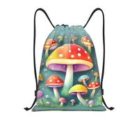 Sac à dos léger avec cordon de serrage imprimé champignons colorés, sac de sport, voyage, unisexe, pour homme et femme, noir, Medium, Sacs à dos de voyage