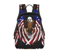 Sac à dos léger élégant et durable avec drapeau des États-Unis - Motif aigle patriotique - Pour les trajets quotidiens, les voyages, le shopping et l'école