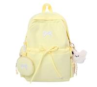 Sac à dos léger en nylon pour femmes, nœud papillon, grande capacité, plusieurs poches et mini portefeuille, pour quotidien et voyage