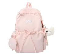 Sac à dos léger en nylon pour femmes, nœud papillon, grande capacité, plusieurs poches et mini portefeuille, pour quotidien et voyage