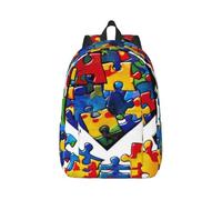 Sac à dos léger en toile pour ordinateur portable, sac de voyage et de | Sac à dos d'école, de sensibilisation à l'autisme, pièces de puzzle, cœur imprimé, sac à dos d'école, sac à dos pour voyage
