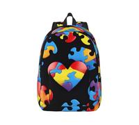 Sac à dos léger en toile pour ordinateur portable, sac de voyage et de | Sac à dos d'école, de sensibilisation à l'autisme, pièces de puzzle, cœur imprimé, sac à dos d'école, sac à dos pour voyage